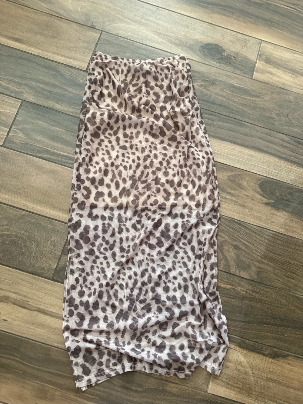 SHEIN Taupe and Black Leopard Midi Skirt